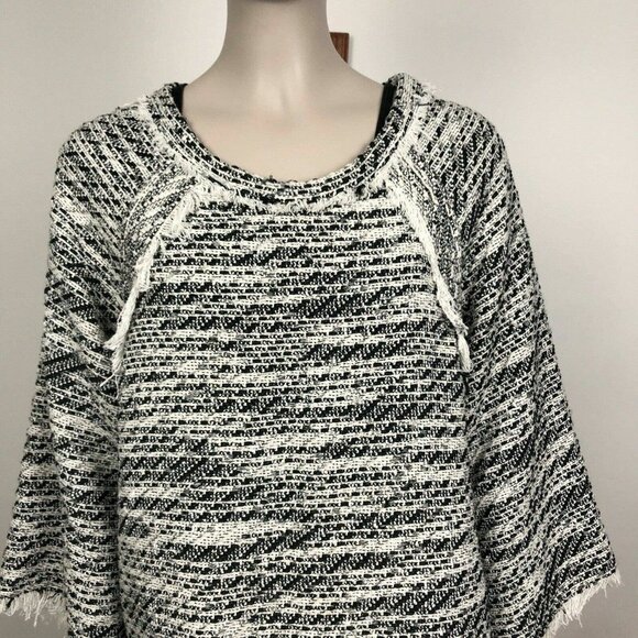 Pre-loved IRO Licia Black & Ivory Tweed Popover Sweater - Women's 40 - Picture 2 of 7
